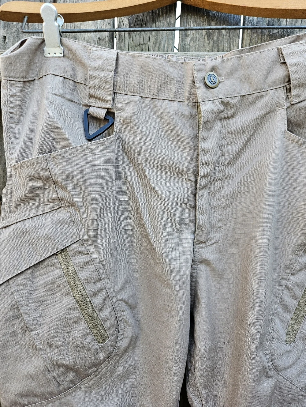 Men Beige Utility Cargo Pants - Neutral Workwear Style Size L - Picture 16 of 16